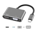 DrPhone CHX - 2 in 1 Adapter USB-C naar HDMI & VGA - 4k 3840, Audio, Tv en Foto, Converters, Nieuw, Verzenden