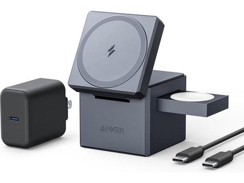 Anker 3-in-1 Cube Oplader met MagSafe - 15W Draadloos, Telecommunicatie, Mobiele telefoons | Apple iPhone, Zo goed als nieuw, Verzenden