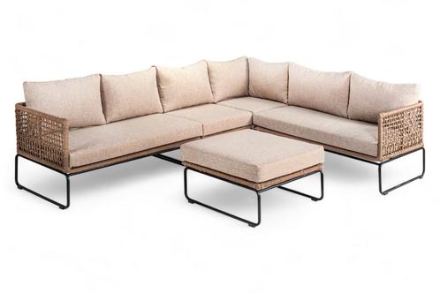 Loungeset / Hoekset Knox Taupe inclusief Hocker, Tuin en Terras, Tuinsets en Loungesets, Ophalen of Verzenden