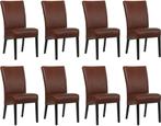 Set van 8 Cognac leren landelijke eetkamerstoelen - Granada, Overige kleuren, Nieuw, Leer, Ophalen of Verzenden
