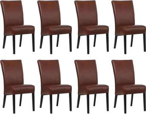 Set van 8 Cognac leren landelijke eetkamerstoelen - Granada, Huis en Inrichting, Stoelen, Vijf, Zes of meer stoelen, Overige kleuren