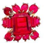 Zonder Minimumprijs - Ring - 9 kt. Geel goud, Zilver Robijn, Sieraden, Tassen en Uiterlijk, Ringen, Nieuw