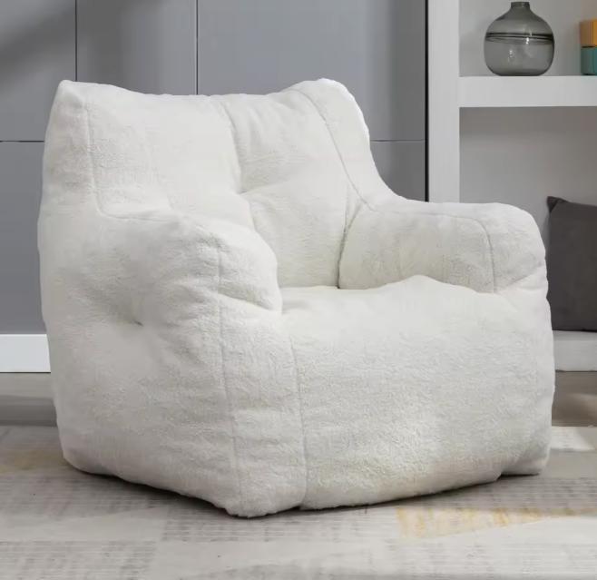 Nieuw: Witte Lounge Zitzakstoel – Zachte Teddy Fauteuil, Huis en Inrichting, Stoelen, Eén, Nieuw, Stof, Verzenden