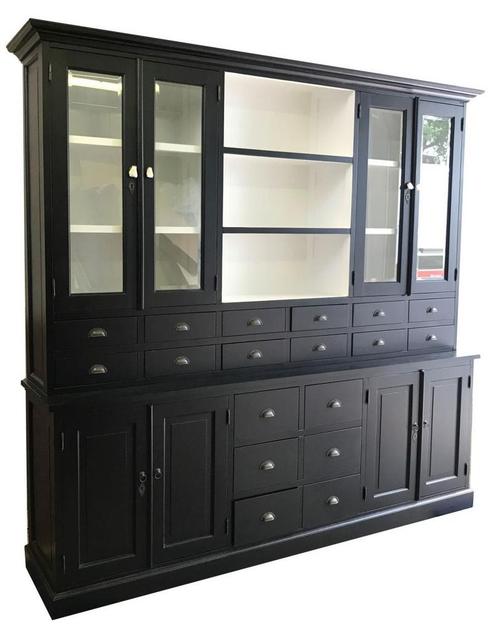Buffetkast zwart - wit Baarn 250cm, Huis en Inrichting, Kasten | Buffetkasten, Ophalen of Verzenden
