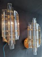 Wandlamp (2) - Kristal, Metaal - Stijl Paolo Venini