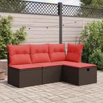 vidaXL Tuinkruk met kussen 55x55x37 cm poly rattan bruin, Tuin en Terras, Verzenden, Nieuw, Rotan