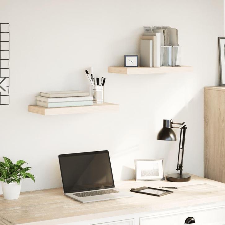 vidaXL Wandschapppen 2 st 50x23,5x4 cm bewerkt hout, Huis en Inrichting, Woonaccessoires | Wandplanken en Boekenplanken, Nieuw