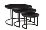 Salontafel Set van 3 Zwart Jerrel Kala – Rond Mangohout &amp;, Ophalen, Nieuw