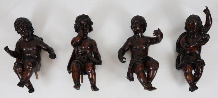 sculptuur, Vier allegorische putti - 65 cm - Hout, Antiek en Kunst, Antiek | Keramiek en Aardewerk