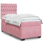 vidaXL Boxspring met matras fluweel roze 80x200 cm, Huis en Inrichting, Slaapkamer | Bedden, Eenpersoons, Verzenden, Nieuw, 80 cm