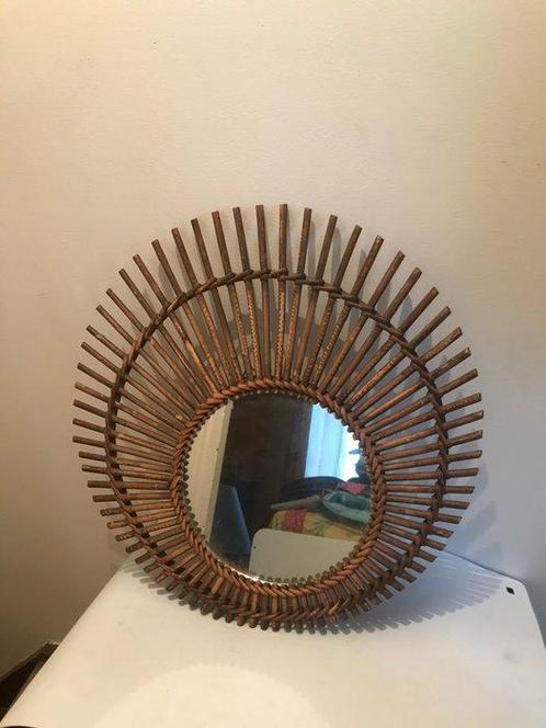 Wandspiegel - Bamboe, Rattan - Spiegel zonnestraal, Antiek en Kunst, Kunst | Designobjecten