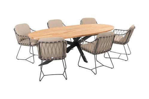 Taste Prego/Prado ellips ovale tuinset - 7-delig - 240x115, Tuin en Terras, Tuinsets en Loungesets, Tuinset, Nieuw, Hout, Verzenden