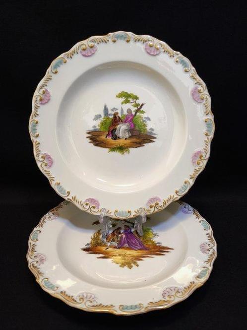 Meissen - Bord (2) - Ø 18,7 cm 2er Set antike Sammlerteller, Antiek en Kunst, Antiek | Glas en Kristal