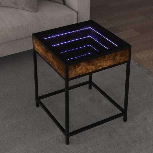 vidaXL Salontafel met Infinity LED 40x40x51 cm gerookt, Huis en Inrichting, Tafels | Salontafels, 50 tot 100 cm, Nieuw, Minder dan 50 cm