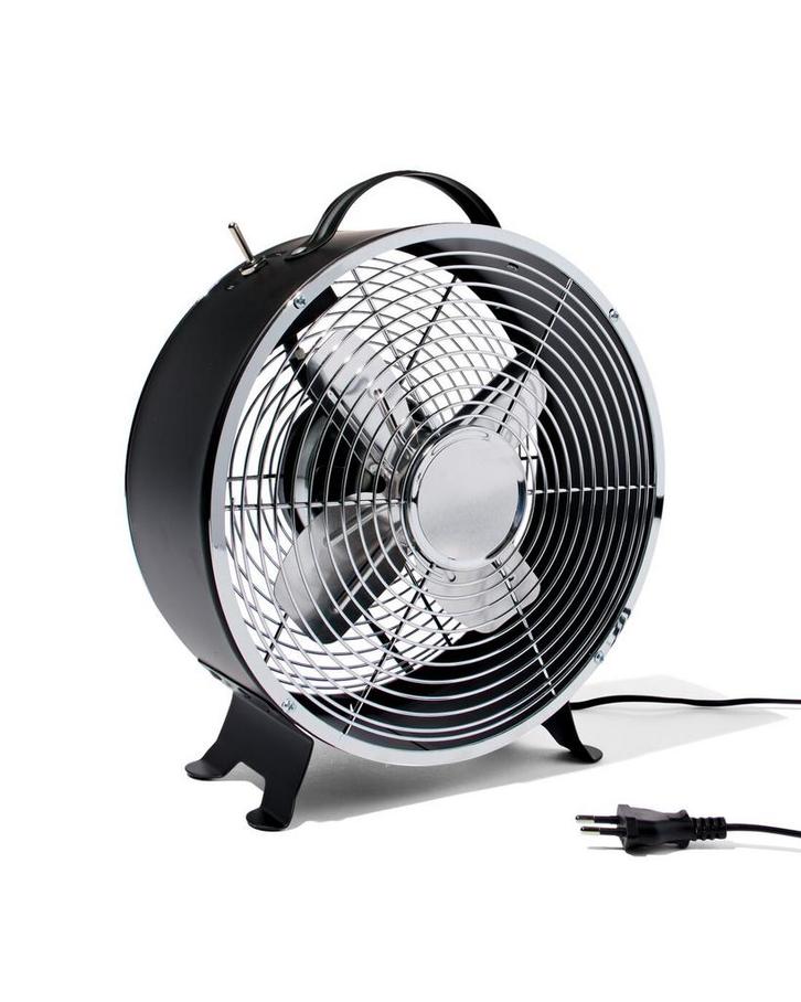 HEMA Tafelventilator retro zwart Ø25.8cm, Witgoed en Apparatuur, Airco's, Nieuw, Verzenden