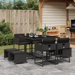 vidaXL 9-delige Tuinset poly rattan zwart, Nieuw, 8 zitplaatsen, Tuinset, Verzenden