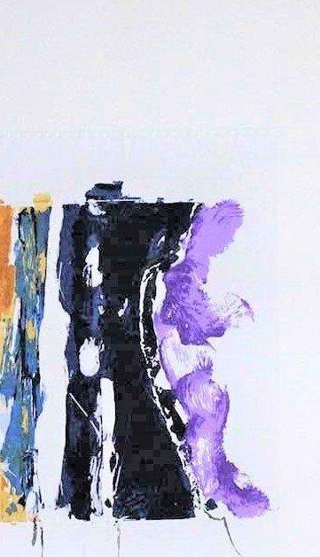 Mario Schifano (1934-1998) - Paesaggio anemico con viola, Antiek en Kunst, Antiek | Overige Antiek