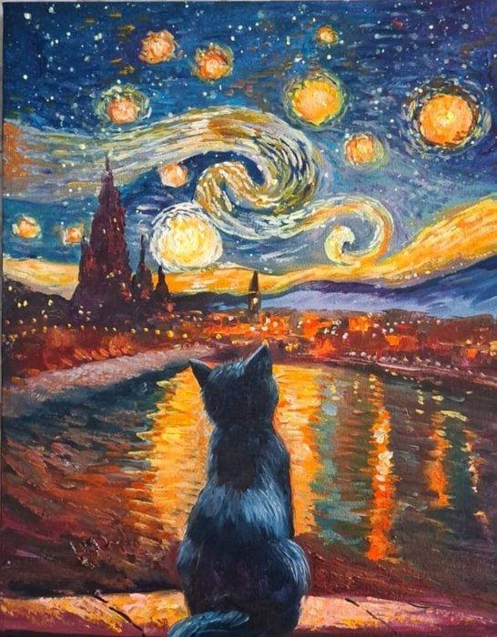 Michele Luna (1980) - Un Sogno Stellato omaggiando Van Gogh, Antiek en Kunst, Kunst | Schilderijen | Klassiek