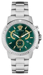 Versace VE2E00821 New Chrono horloge 45 mm, Sieraden, Tassen en Uiterlijk, Horloges | Heren, Overige merken, Staal, Staal, Verzenden
