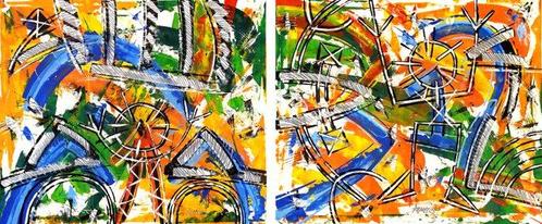 ACA (Angelo Calabria) - Elaborazione 2733/2736 (Tribal) XXL, Antiek en Kunst, Kunst | Schilderijen | Modern