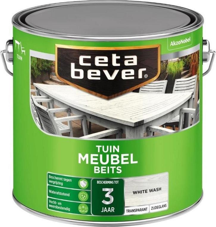 CetaBever Tuinmeubel Beits Whitewash 10L, Doe-het-zelf en Verbouw, Verf, Beits en Lak, Beits, Nieuw, 5 tot 10 liter, Verzenden