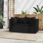 vidaXL Tuinhoekbanken met kussens 2 st poly rattan zwart, Verzenden, Nieuw, Rotan