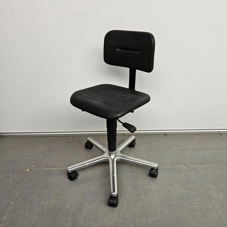 Labkoo werkplaatsstoel met nieuwe gasveer - PU kunststof zwa, Huis en Inrichting, Stoelen, Ophalen of Verzenden
