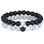 Fako Bijoux® - Dubbele Kralen Armband - 8mm - Natuursteen, Verzenden, Nieuw