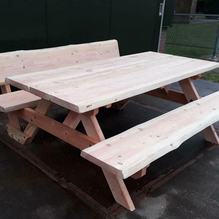 Douglas Boomstam Picknicktafel Picknickbank incl bezorging, Tuin en Terras, Tuinsets en Loungesets, Tuinset, Nieuw, Meer dan 8 zitplaatsen