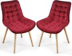Eetkamerstoelen - Set van 6 - Velvet - Fluweel - Rood - Miad, Huis en Inrichting, Stoelen, Verzenden, Zo goed als nieuw