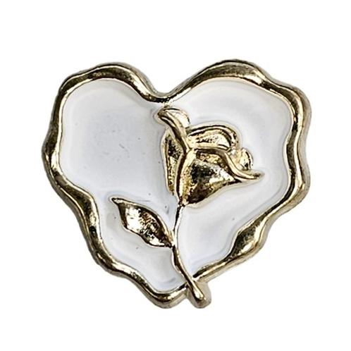 Fako Bijoux® - Magnetische Mini Broche - Hart Met Roos Wit -, Sieraden, Tassen en Uiterlijk, Broches, Verzenden