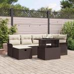 vidaXL Tuin Sofa Set met kussen met opslag 7 pcs Bruin Poly, Tuin en Terras, Tuinsets en Loungesets, Verzenden, Nieuw, Rotan
