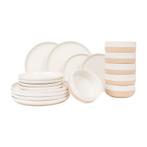 Serviesset Earthy - Wit/beige - 18-delig | 6 persoons, Verzenden, Nieuw