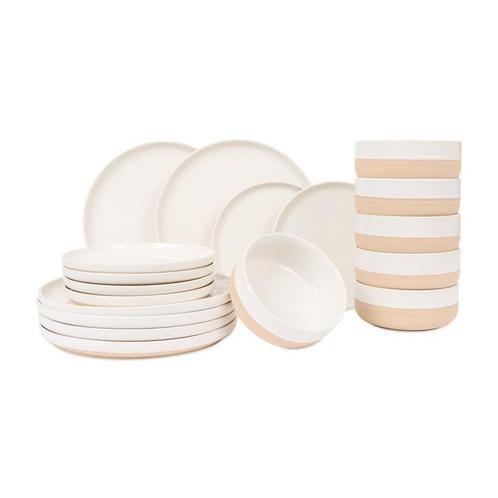 Serviesset Earthy - Wit/beige - 18-delig | 6 persoons, Huis en Inrichting, Keuken | Servies, Nieuw, Verzenden
