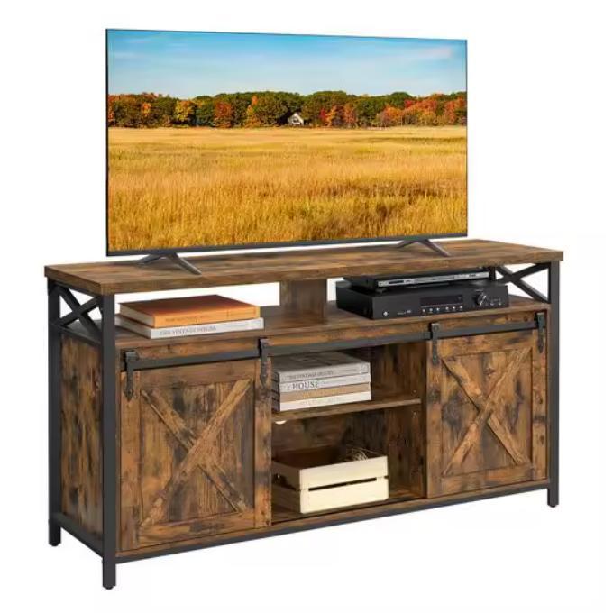 Industrieel TV-Lowboard 147×40×76 cm –Stalen Frame en Planke, Huis en Inrichting, Kasten | Overige, Nieuw, Verzenden