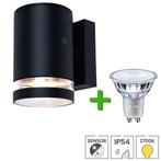Buitenlamp met sensor Paris + LED spot GU10 Philips CorePro, Verzenden, Minder dan 50 watt, Wandlamp, Nieuw