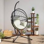 vidaXL Hangstoel met standaard rattan en staal beige, Tuin en Terras, Verzenden, Nieuw
