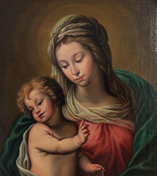 Italiaanse school (XIX) - Madonna col Bambino, Antiek en Kunst, Kunst | Schilderijen | Klassiek