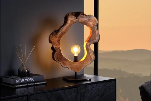 Tafellamp Organic Artwork 55cm Natuurlijk Teakhout - 44683, Huis en Inrichting, Lampen | Tafellampen, Nieuw, Ophalen of Verzenden