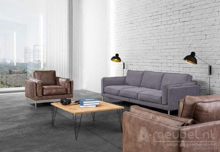 Bankstel Alverna - rechte banken - Grijs, Huis en Inrichting, Banken | Bankstellen, Nieuw, Stof