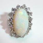 Ring - 14 karaat Witgoud Diamant  (Natuurlijk) - Opaal