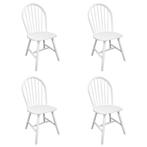 Eettafel stoelen rubberwood 4x wit | B-keuze | Scherpe Prijs, Nieuw, Ophalen of Verzenden, Vier, Hout