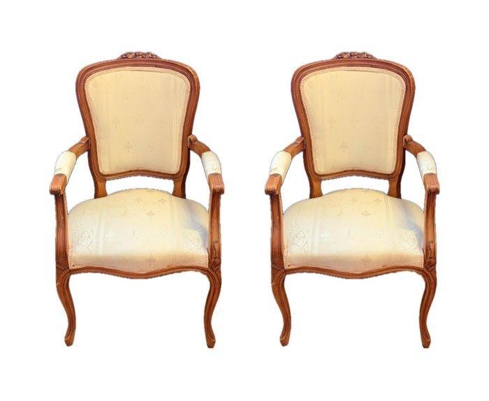 Stoel (2) - Luis XV - Hout, Textiel, Antiek en Kunst, Antiek | Overige Antiek
