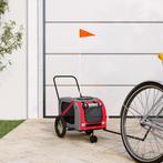 vidaXL Hondenfietstrailer oxford stof en ijzer rood en zwart, Verzenden, Nieuw