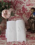 12 serviettes de table en lin monogrammées - Servet (12) -, Antiek en Kunst
