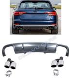S4 Look Diffuser + Uitlaat sierstukken voor Audi A4 B9, Nieuw, Achter, Bumper, Audi