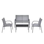 Tuinset 4-delig Gagra loungeset lichtgrijs en zwart, Tuin en Terras, Verzenden, Nieuw