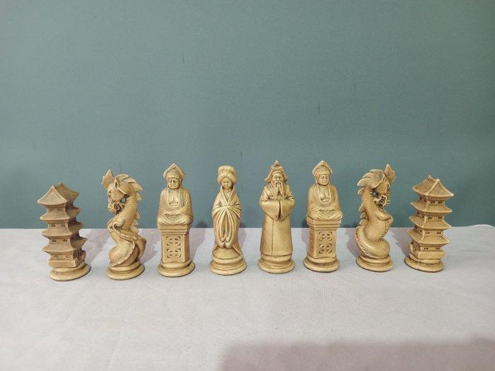 Schaakspel - Oosterse stukken o.a. Boeddha, Draken, Keizer, Antiek en Kunst, Curiosa en Brocante