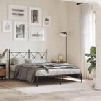 vidaXL Bedframe met hoofdbord metaal zwart 135x190 cm, Huis en Inrichting, Slaapkamer | Bedden, Verzenden, Zwart, 190 cm of minder