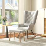 TRUUSK Schommelstoel Met Kruk, Relaxstoel Met Kussen, Fluwee, Huis en Inrichting, Fauteuils, Verzenden, Nieuw